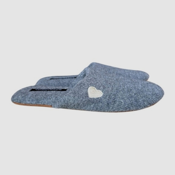 Naked Cashmere Love Mule Slippers in Smoke Gray with Silver Heart Size Medium - Picture 7 of 14